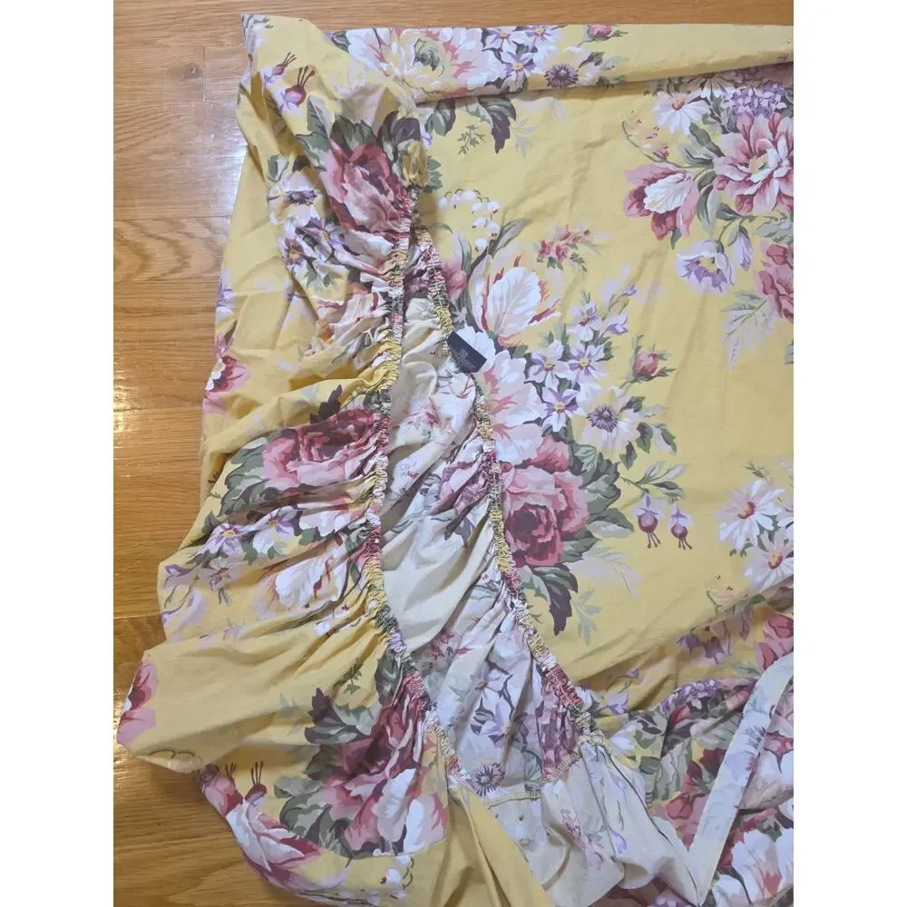 Ralph Lauren Sophie Brooke Queen Flat Fitted Sheet Set Yellow Floral Cottagecore